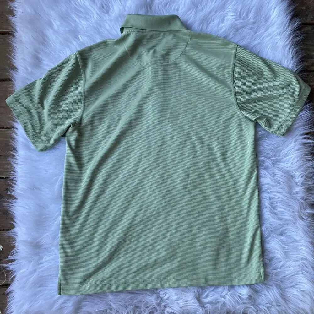 Cubavera Polo Shirt Sz M Mens Green Solid Color Ribbed Polyester Golf Casual - Picture 6 of 6